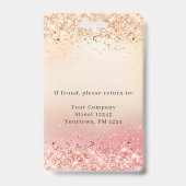 Moderne Glitter Gouden Personeelsfoto ID-badge Badge (Achterkant)