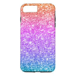 Moderne Glitter Gradient Print-Blauw Roze & Amber iPhone 8/7 Plus Hoesje