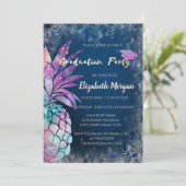 Moderne glitter Graduation Cap, ananas Kaart (Staand voorkant)