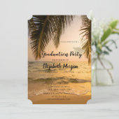 Moderne glitter Graduation Cap, strand Palm Kaart (Staand voorkant)