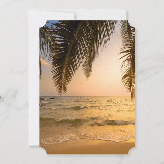 Moderne glitter Graduation Cap, strand Palm Kaart (Achterkant)