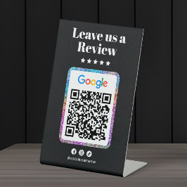 Moderne Glitter Hair Salon Google Reviewen QR-code Reclamebord Met Voetstuk