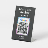 Moderne Glitter Hair Salon Google Reviewen QR-code Reclamebord Met Voetstuk (Voorkant)