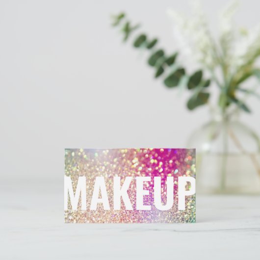 Moderne glitter Holographic Iridescent make-up Visitekaartje (Staand voorkant)