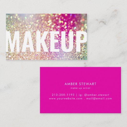 Moderne glitter Holographic Iridescent make-up Visitekaartje (Voorkant / Achterkant)