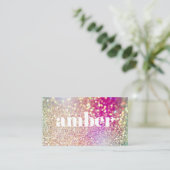 Moderne glitter Holographic Iridescent make-up Visitekaartje (Staand voorkant)