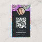 Moderne Glitter Instagram Kapsalon QR-code Visitekaartje (Achterkant)