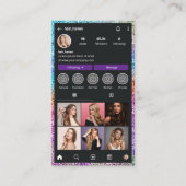 Moderne Glitter Instagram Kapsalon QR-code Visitekaartje (Voorkant)