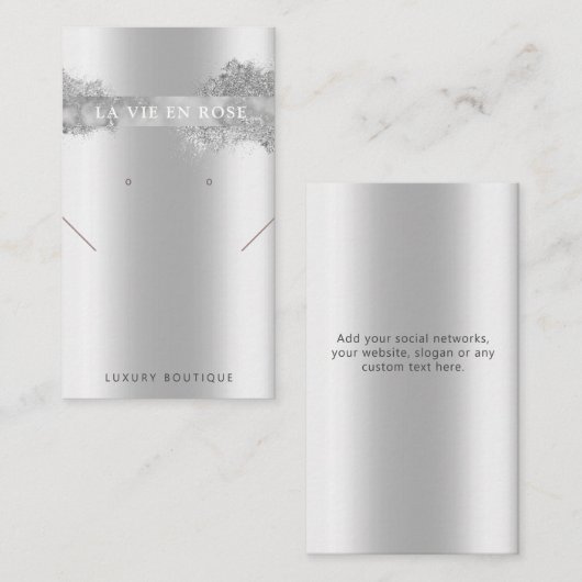 Moderne Glitter-kaart met oormerk ketting Visitekaartje (Voorkant / Achterkant)