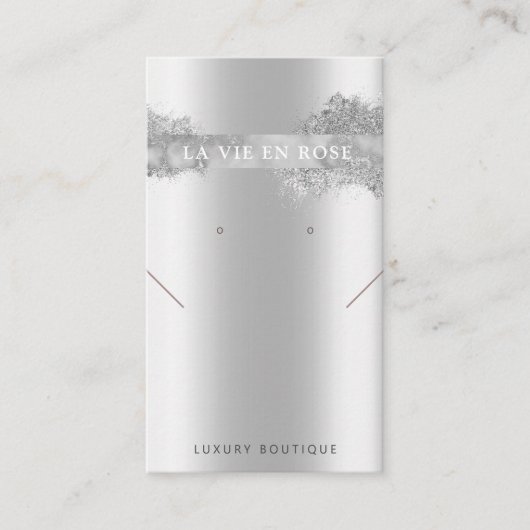 Moderne Glitter-kaart met oormerk ketting Visitekaartje (Voorkant)