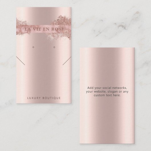 Moderne Glitter-kaart met oormerk ketting Visitekaartje (Voorkant / Achterkant)