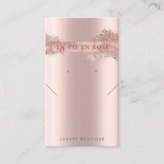 Moderne Glitter-kaart met oormerk ketting Visitekaartje (Voorkant)