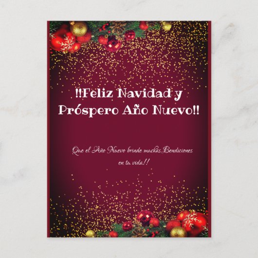 Moderne Glitter Lettering Kerstmis Feliz Navidad Briefkaart (Voorkant)