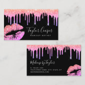 Moderne glitter lippen make-up artiest visitekaartje (Voorkant / Achterkant)