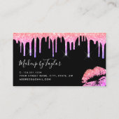 Moderne glitter lippen make-up artiest visitekaartje (Achterkant)