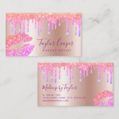 Moderne glitter lippen make-up artiest visitekaartje (Voorkant / Achterkant)