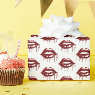 Moderne Glitter Lippen Valentijnpatroon Cadeaupapier