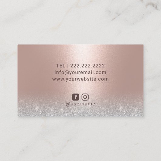 Moderne glitter Lips Blush Roos Gold Makeup Artist Visitekaartje (Achterkant)