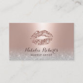 Moderne glitter Lips Blush Roos Gold Makeup Artist Visitekaartje (Voorkant)