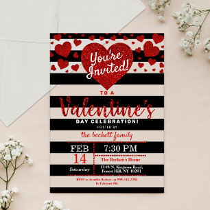 Moderne Glitter Love Hearts Valentijnsdag Feest Acryl Uitnodigingen