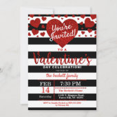 Moderne Glitter Love Hearts Valentijnsdag Party Kaart (Voorkant)