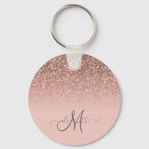 Moderne Glitter Lovertreksel Monogram Sleutelhanger