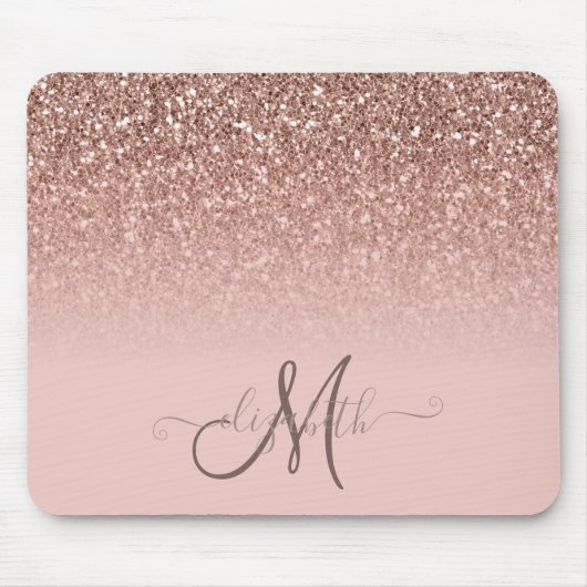 Moderne Glitter Lovertreksel Ombre Monogram Muismat (Voorkant)