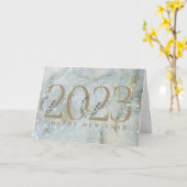 Moderne Glitter Marble Happy 2023-kaart Kaart (Gele Bloem)