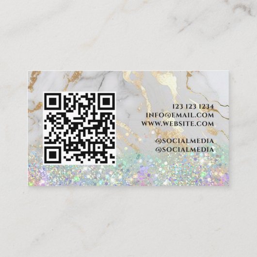 Moderne Glitter Marble Make-up Artist Salon Visitekaartje (Achterkant)