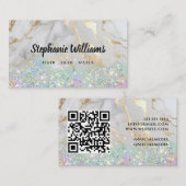 Moderne Glitter Marble Make-up Artist Salon Visitekaartje (Voorkant / Achterkant)