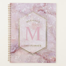 Moderne Glitter Marble Monogram Kalender & Planner