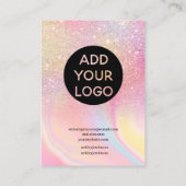 Moderne glitter marble rainbow-lettertypescherm visitekaartje (Achterkant)