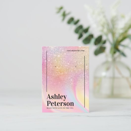 Moderne glitter marble rainbow-lettertypescherm visitekaartje (Staand voorkant)