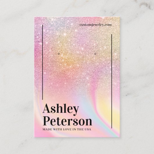 Moderne glitter marble rainbow-lettertypescherm visitekaartje (Voorkant)