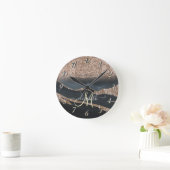 Moderne Glitter Marmer Monogram Ronde Klok (Huis)