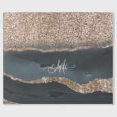 Moderne Glitter Marmeren Monogram Cadeaupapier (Vlak)