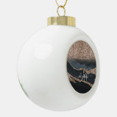 Moderne Glitter Marmeren Monogram Keramische Bal Ornament (Links)