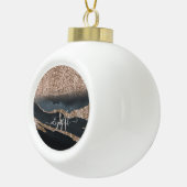 Moderne Glitter Marmeren Monogram Keramische Bal Ornament (Rechts)