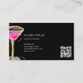 Moderne Glitter Martini Bartender Cocktail Ober Visitekaartje (Achterkant)