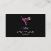 Moderne Glitter Martini Bartender Cocktail Ober Visitekaartje (Voorkant)