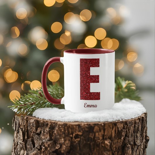 Moderne Glitter Monogram E Mok met Naam