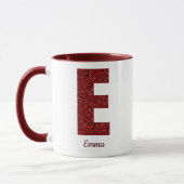 Moderne Glitter Monogram E Mok met Naam (Links)