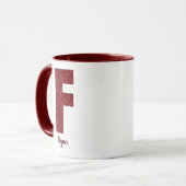 Moderne Glitter Monogram F Mok met Naam (Voorkant links)
