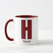 Moderne Glitter Monogram H Mok met Naam (Links)