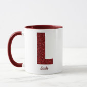Moderne Glitter Monogram L Mok met Naam (Links)