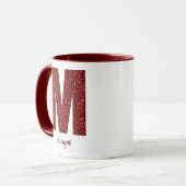 Moderne Glitter Monogram M Mok met Naam (Voorkant links)