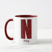 Moderne Glitter Monogram N Mok met Naam (Links)