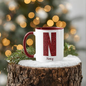 Moderne Glitter Monogram N Mok met Naam