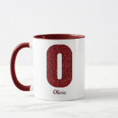 Moderne Glitter Monogram O Mok met Naam (Links)
