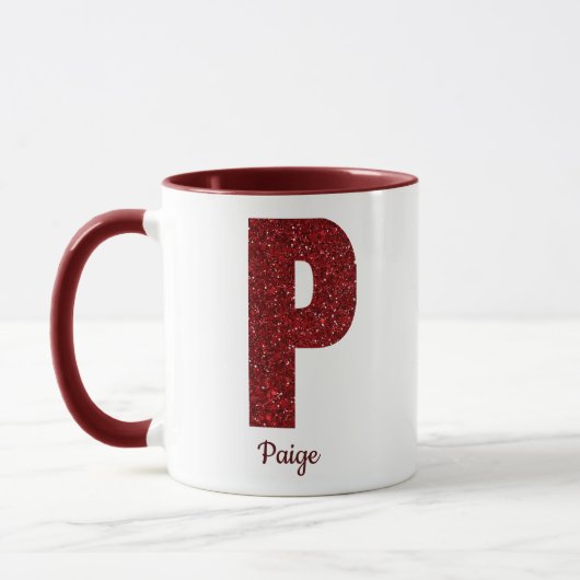 Moderne Glitter Monogram P Mok met Naam (Links)
